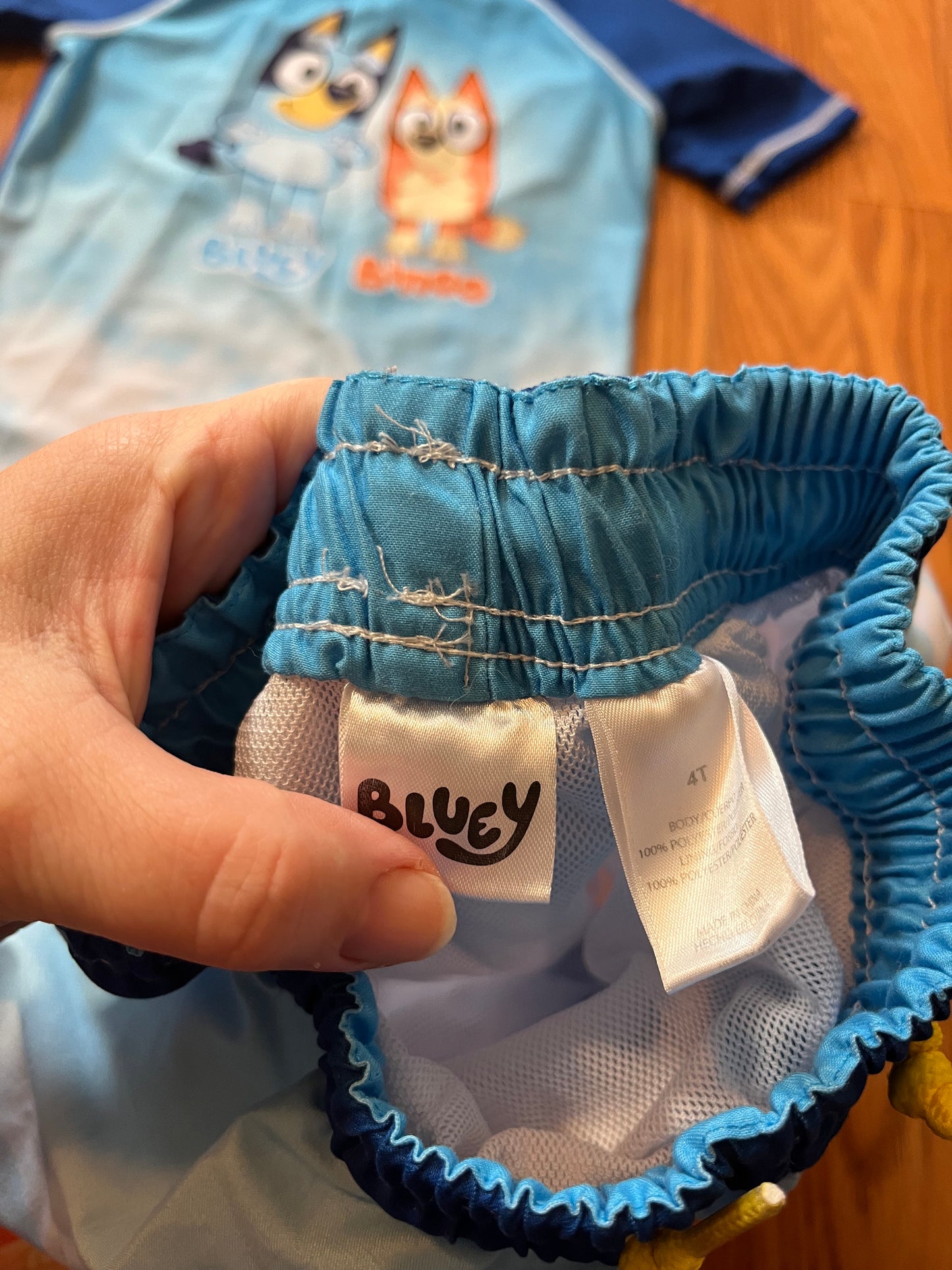 4t Bluey swimming trunks & rash guard set