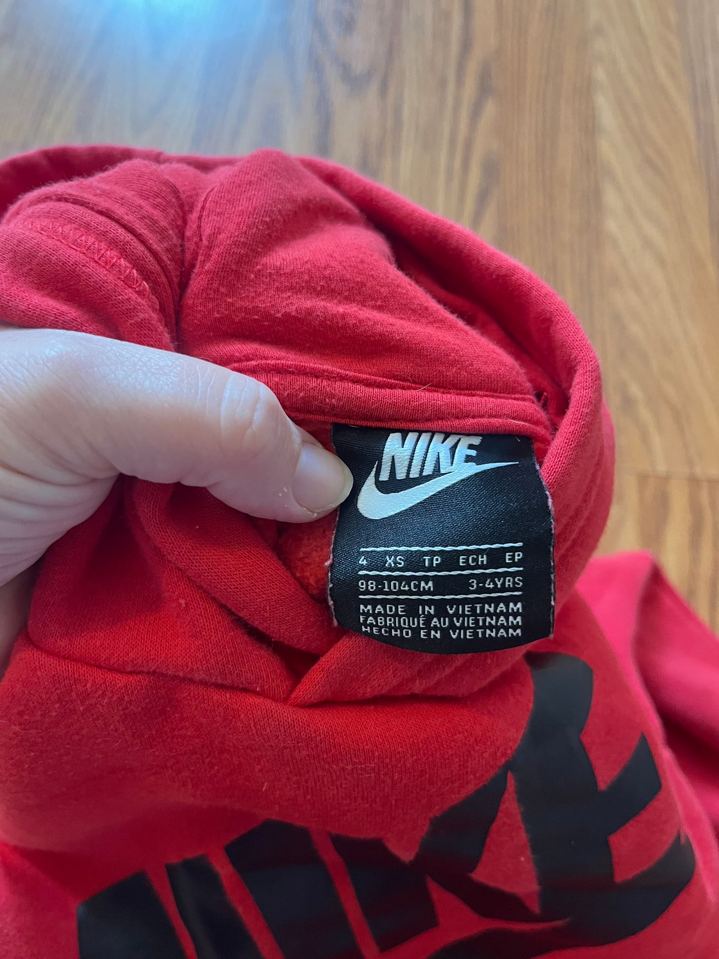 3/4y Nike hoodie (some normal washer wear)