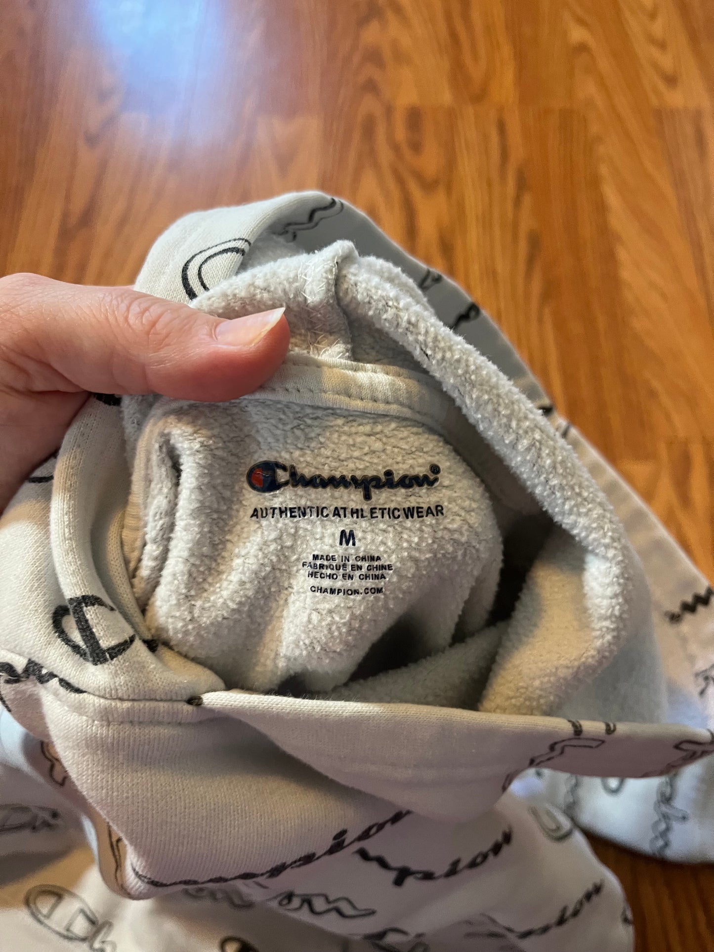 Champion hoodie size M 10/12 ( has 2 small pen/marker spots as shown in extra photo but not awful)