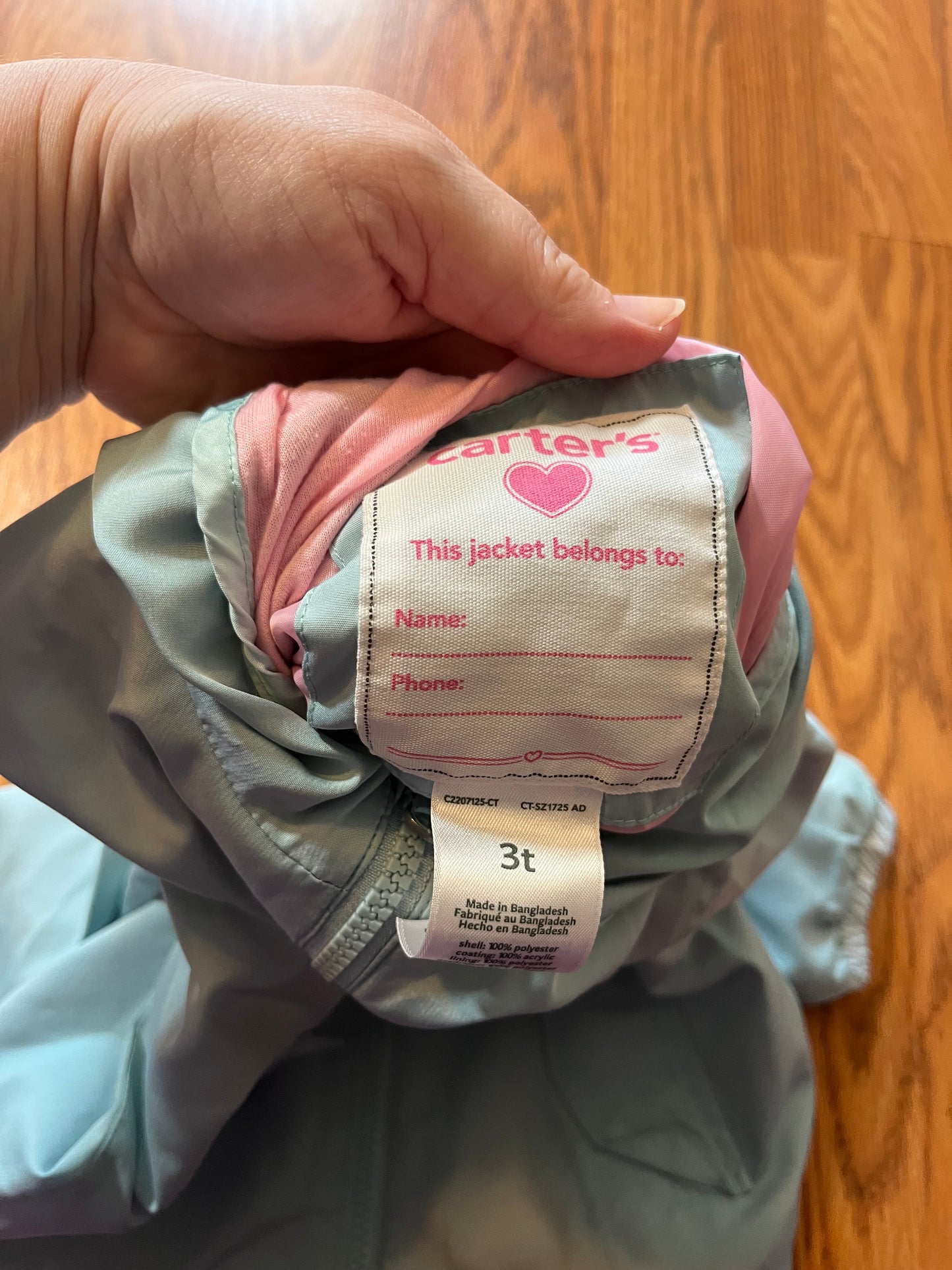 3t Carters windbreaker jacket ( washer wear on rainbow as shown in extra photo)