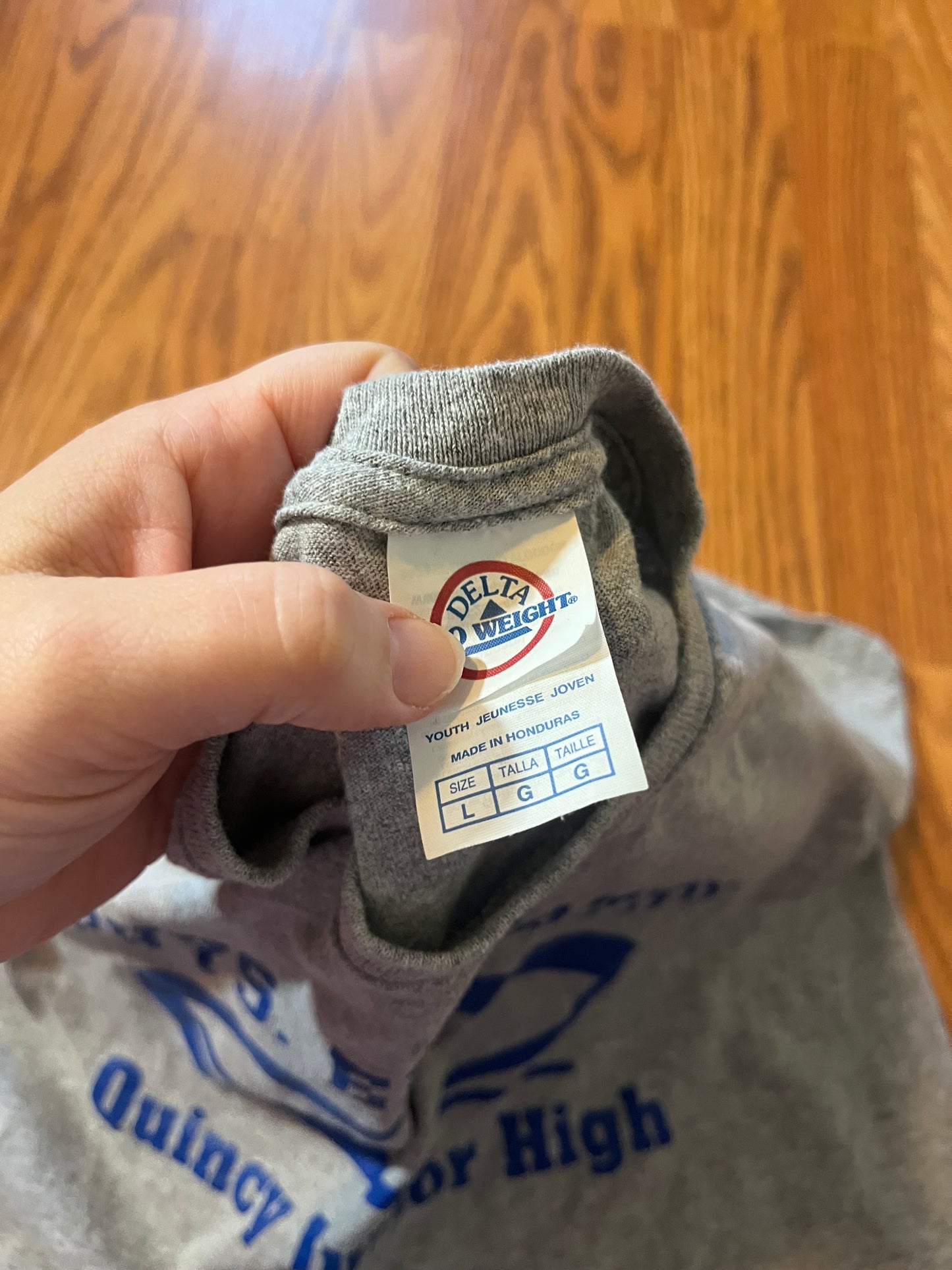 Quincy Jr High Gym PE tshirt youth Large (required for class)