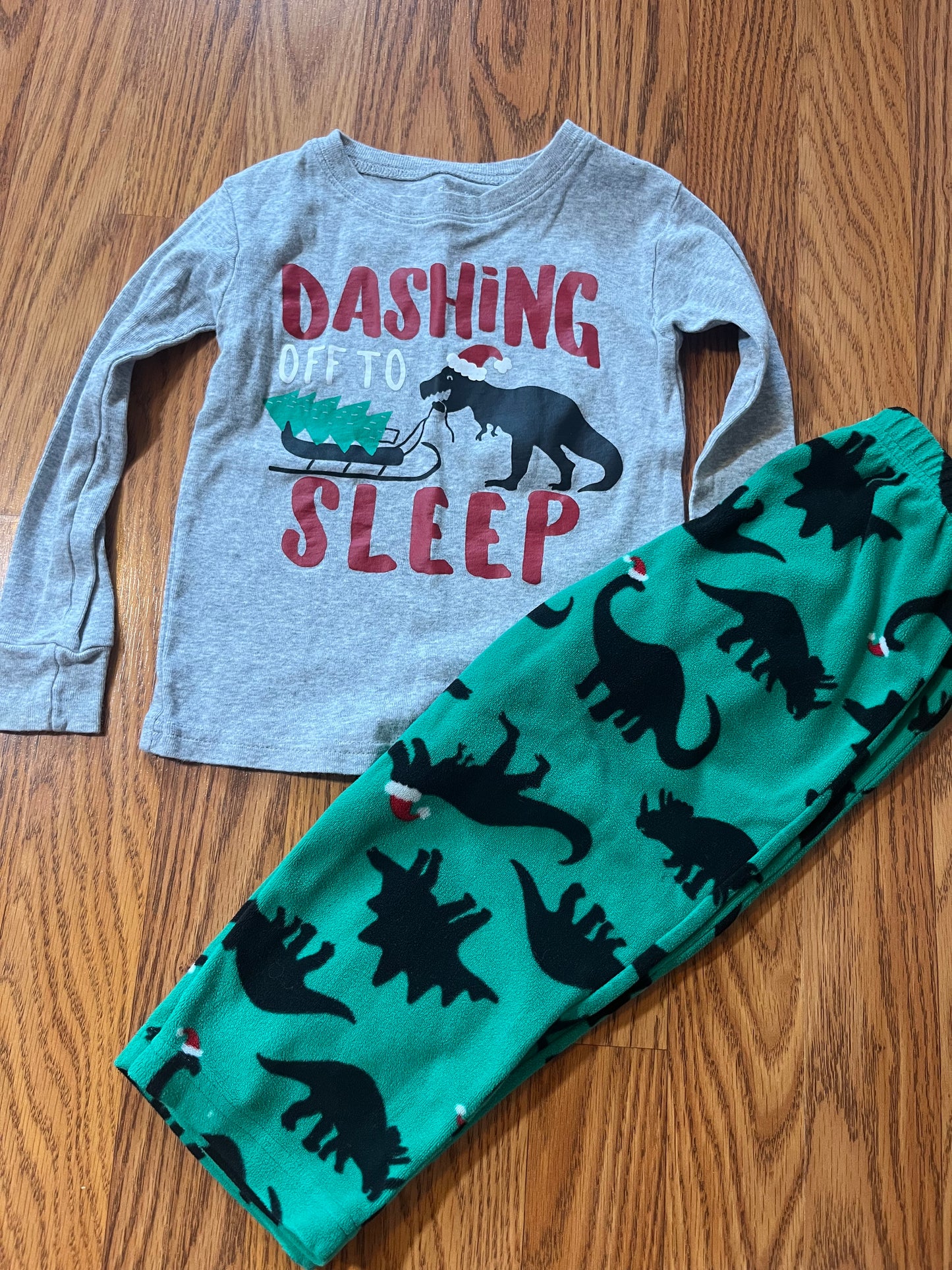 3t Carters Christmas holiday Dino print pj set
