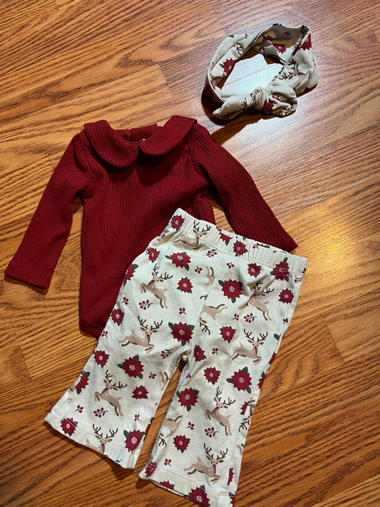 3 months baby girls outfit 3pc set winter/holiday