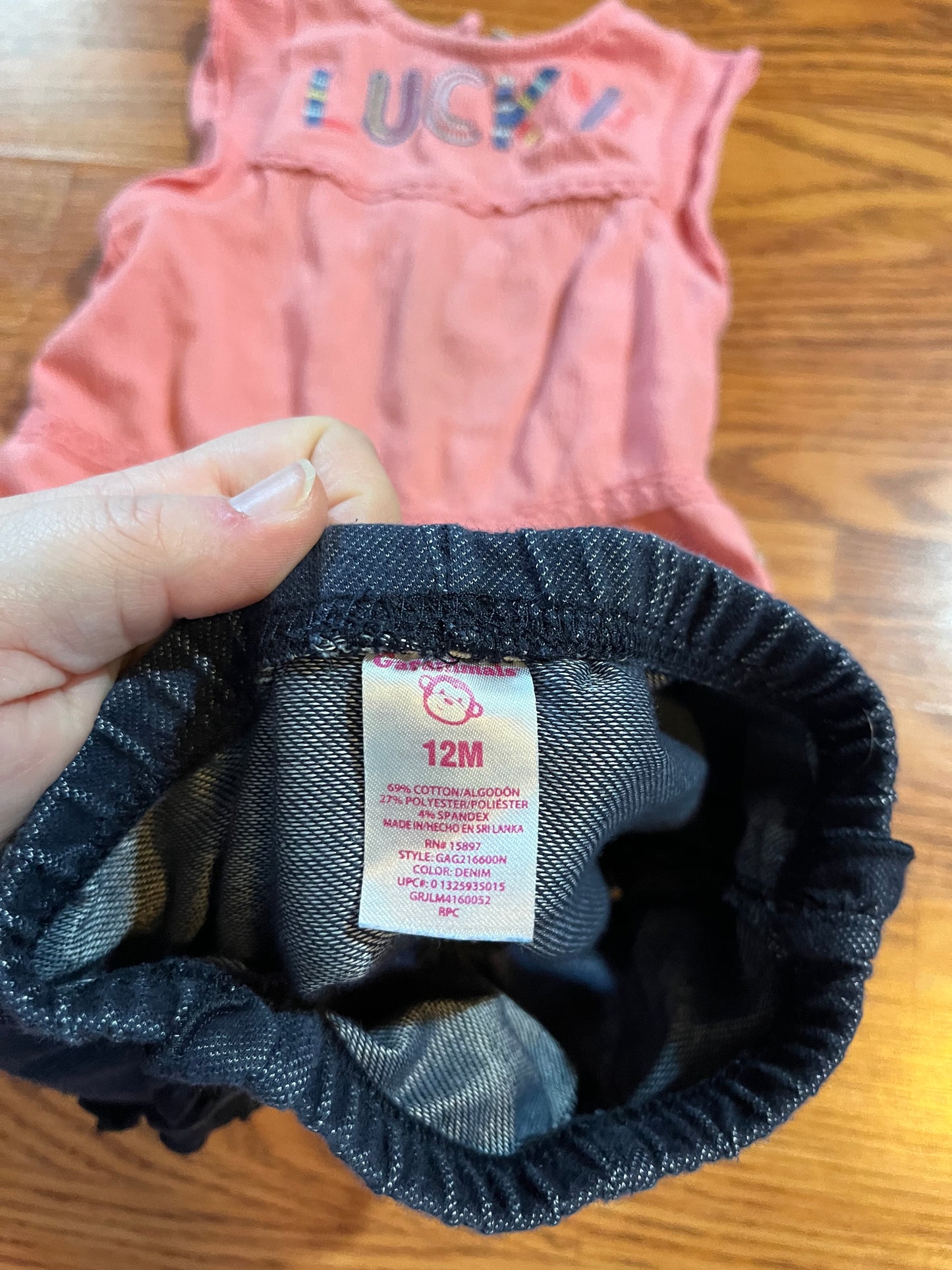 12 months lucky brand top / Garanimals shorts