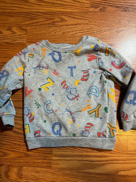 5t Dr. Seuss sweatshirt (does seem to run on the small side to me)