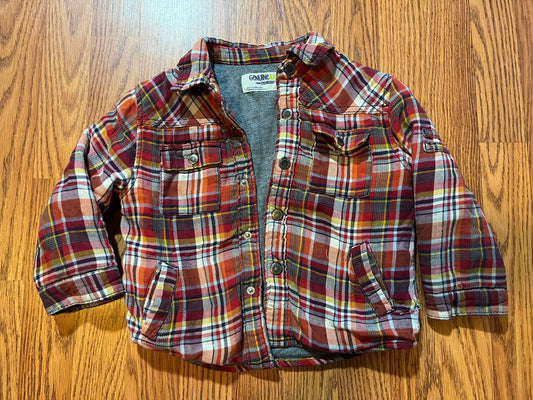 Oshkosh size 4t flannel jacket (looks like it’s been sewn and has a small hole on the back, but gives a distressed look lol) would probably fit 3t best