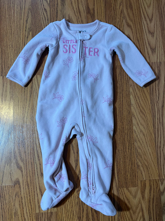 6/9 months Carters fleece sleeper “little sister”