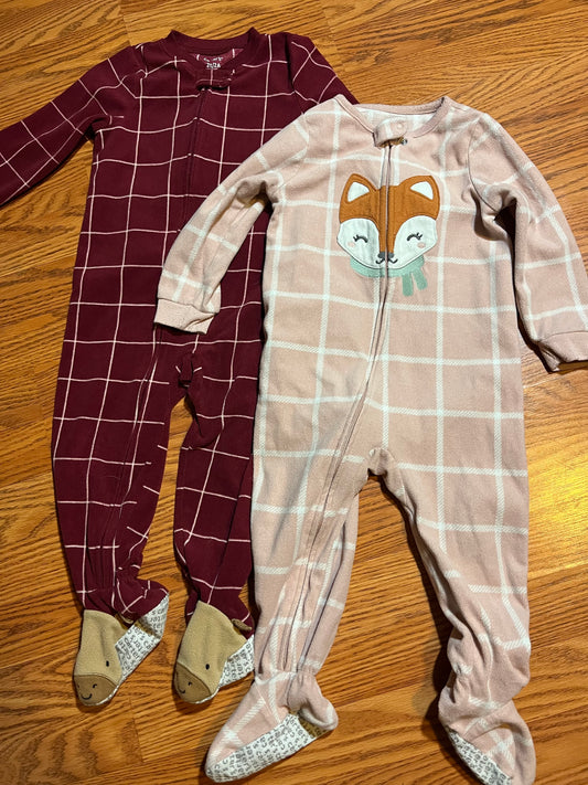 2t carters fleece sleepers lot of 2