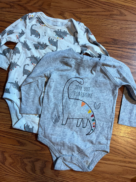 12 months jumping bean Dino long sleeve onesies (white has faint spots)