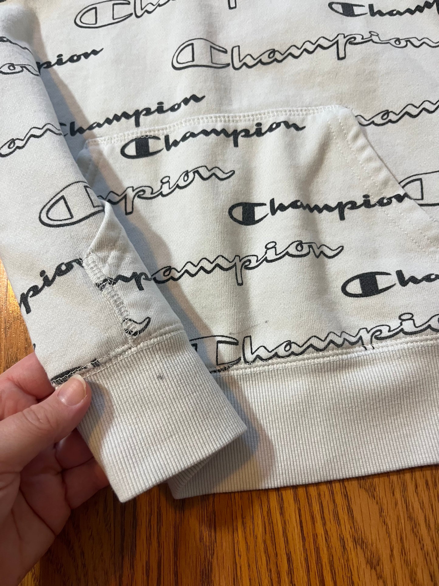 Champion hoodie size M 10/12 ( has 2 small pen/marker spots as shown in extra photo but not awful)