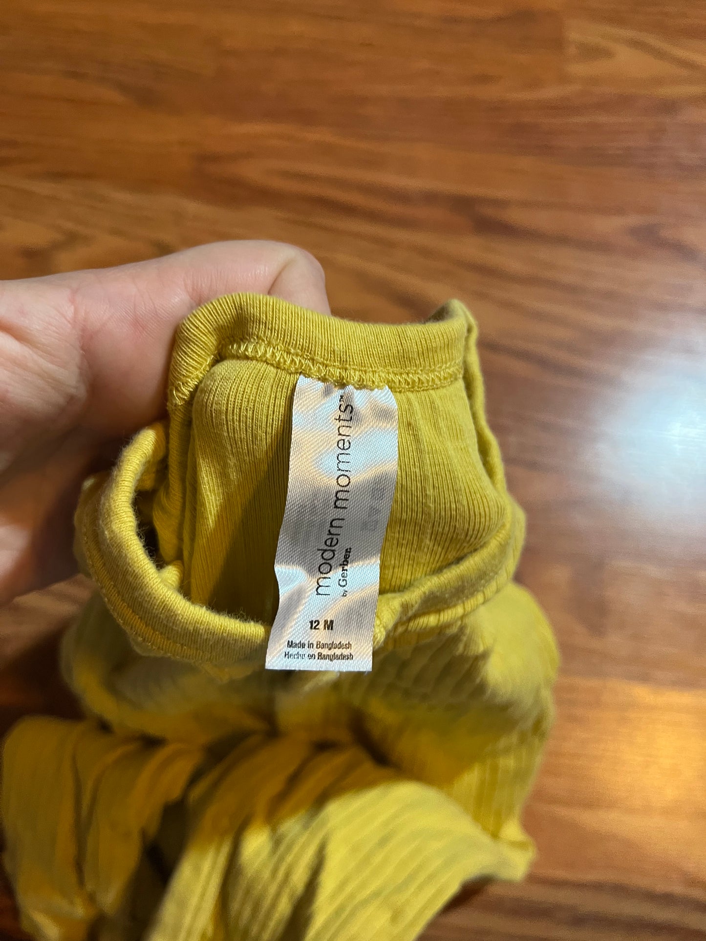 12 months Gerber modern moments romper mustard yellow (unisex)