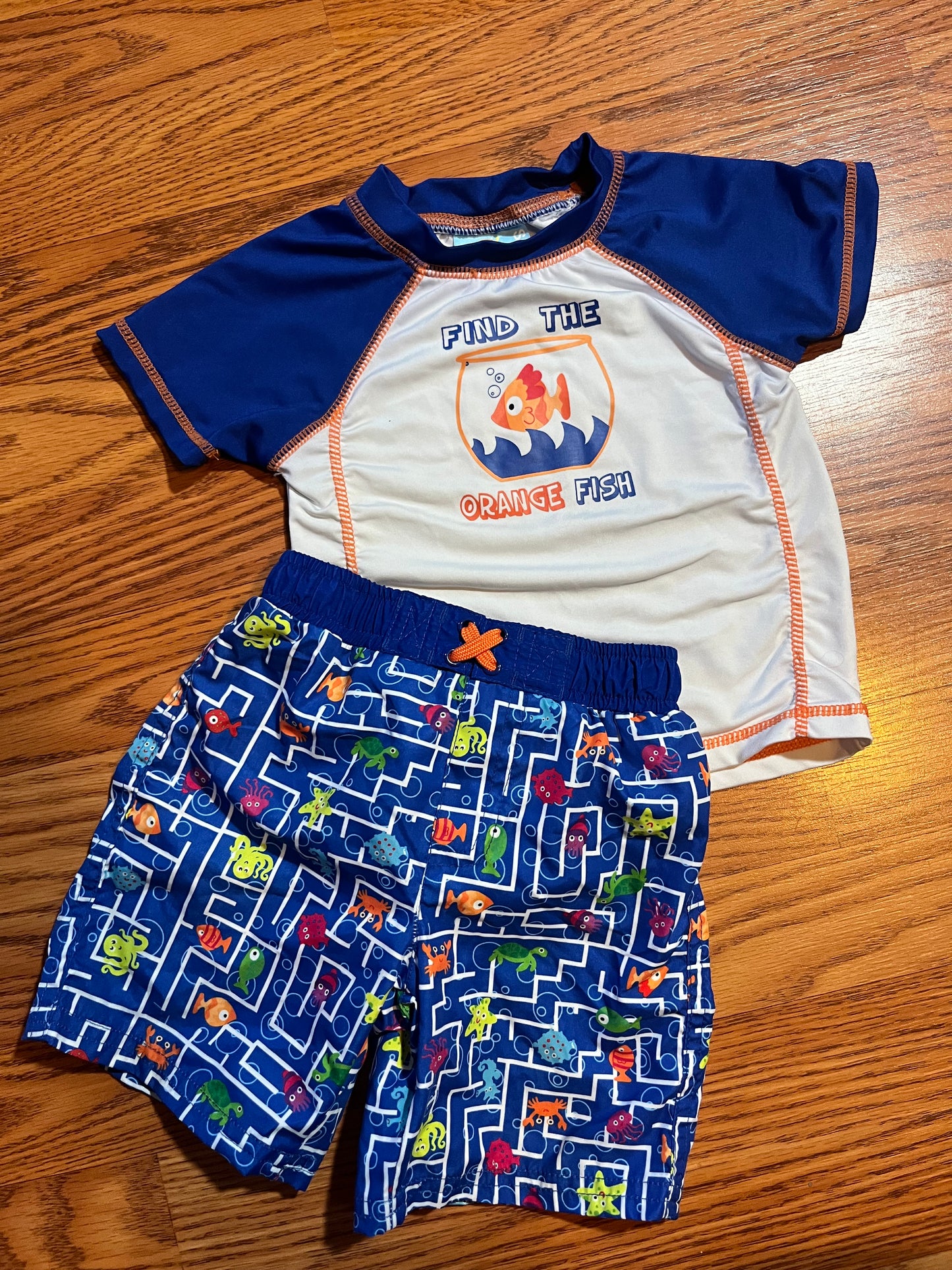 18 months boys swim trunks and matching rash guard