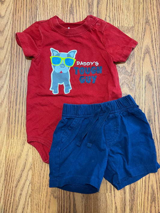 6 months circo top / 3-6 months old navy shorts