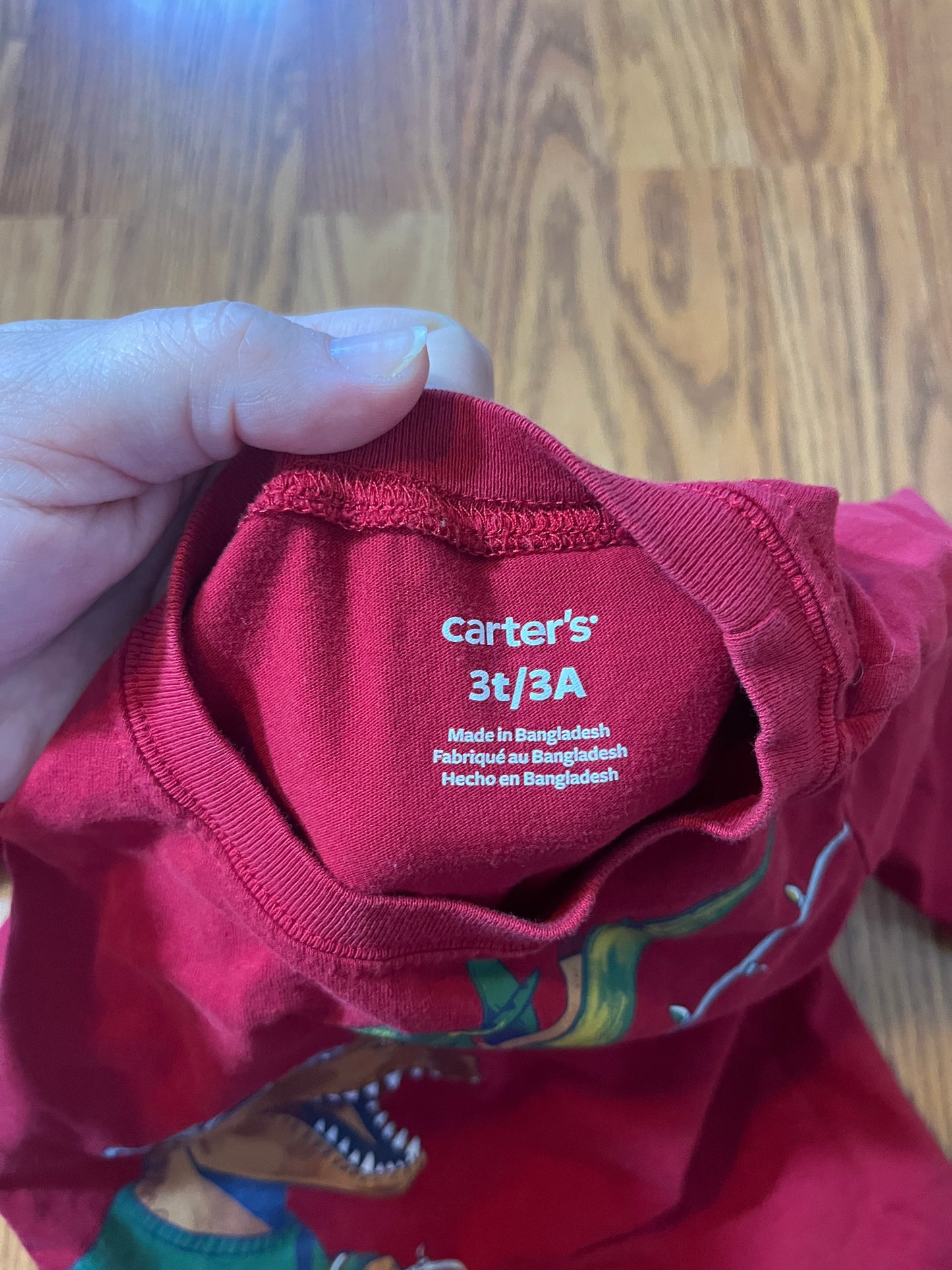 3t Carters Christmas Dino long sleeve top