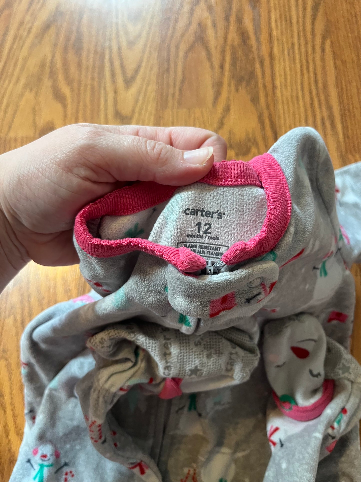 12 months Carters fleece winter print sleeper