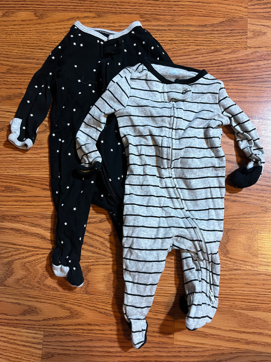 0/3 months cloud island sleepers (unisex) gray and black