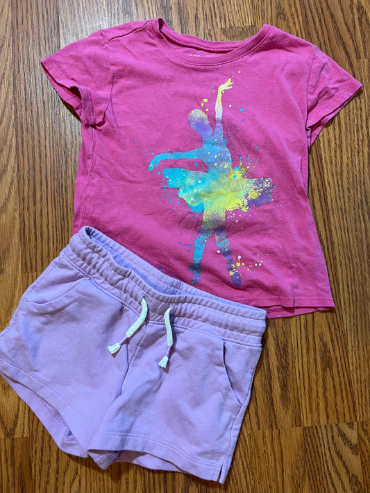 Girls size 4 childrens place tshirt and 4t Cat&Jack shorts