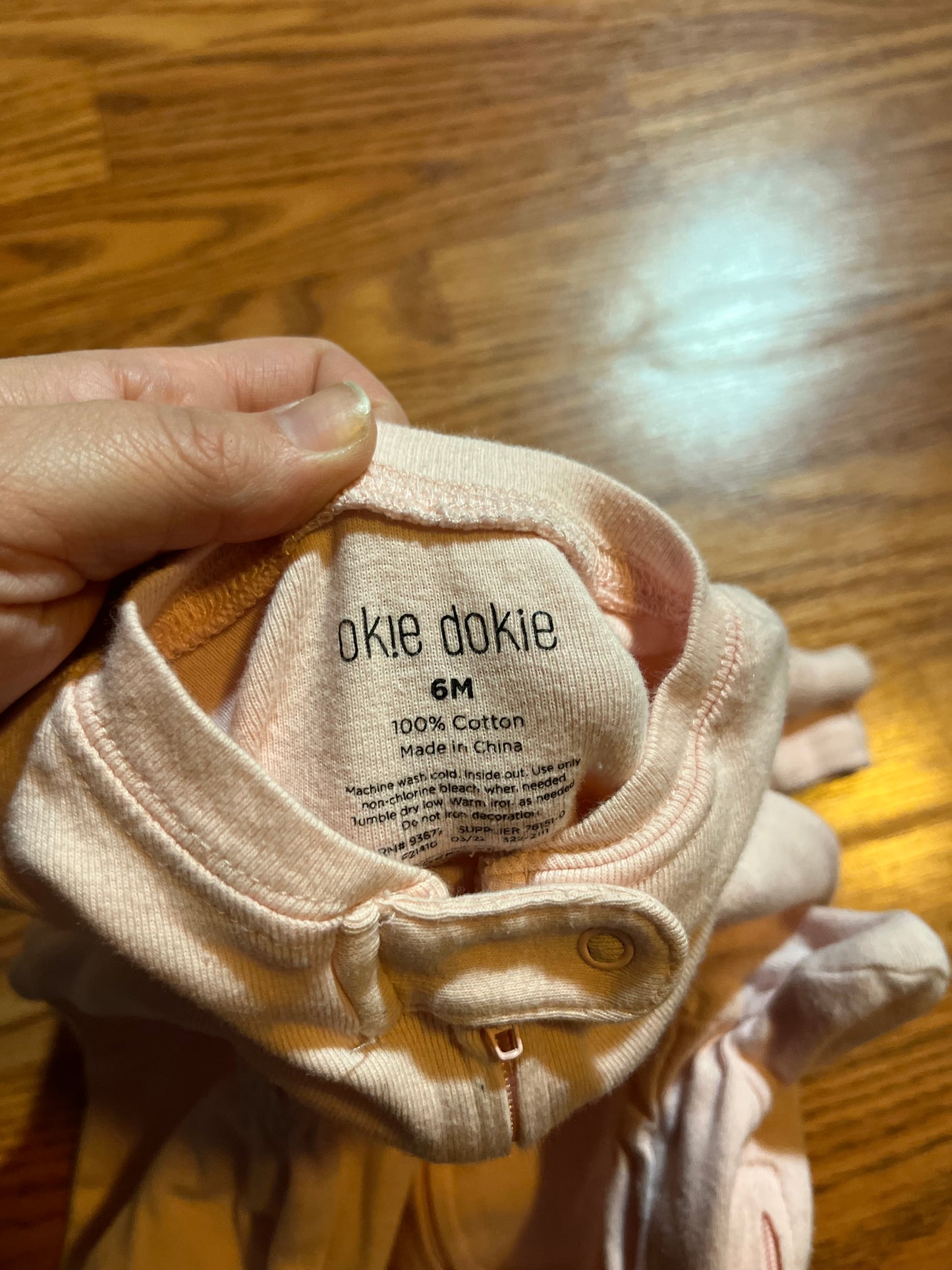 6 months Okie dokie sleeper (light pink)