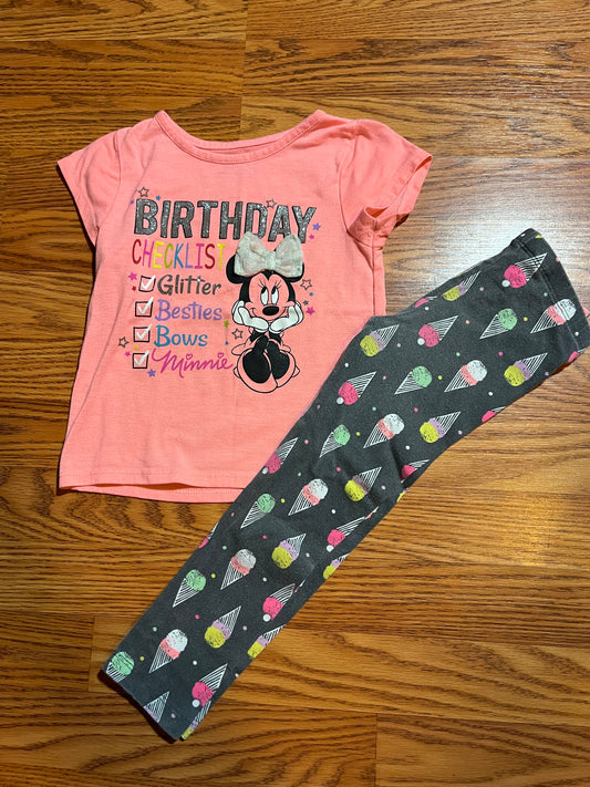 4t birthday Minnie top / 4t circo leggings (washer wear!)