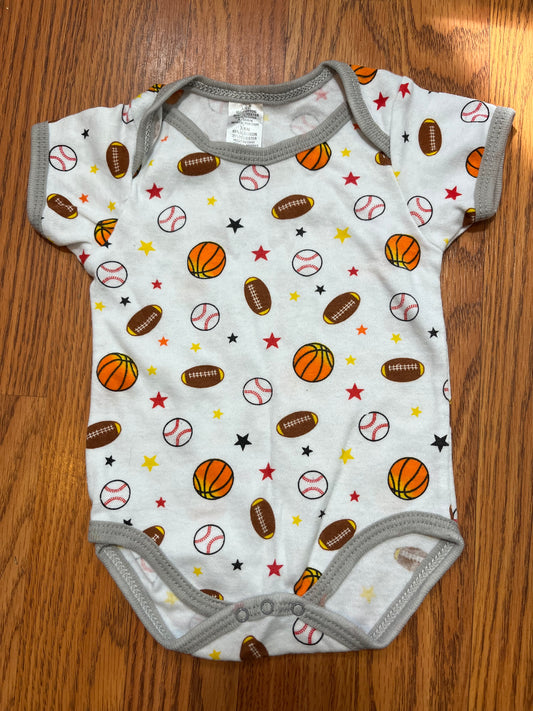 3/6 sports theme onesie