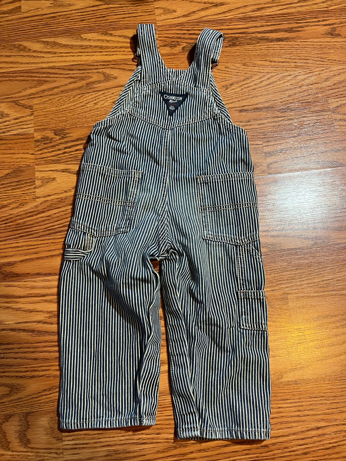 Boys 18 months blue/white strip Oshkosh overalls