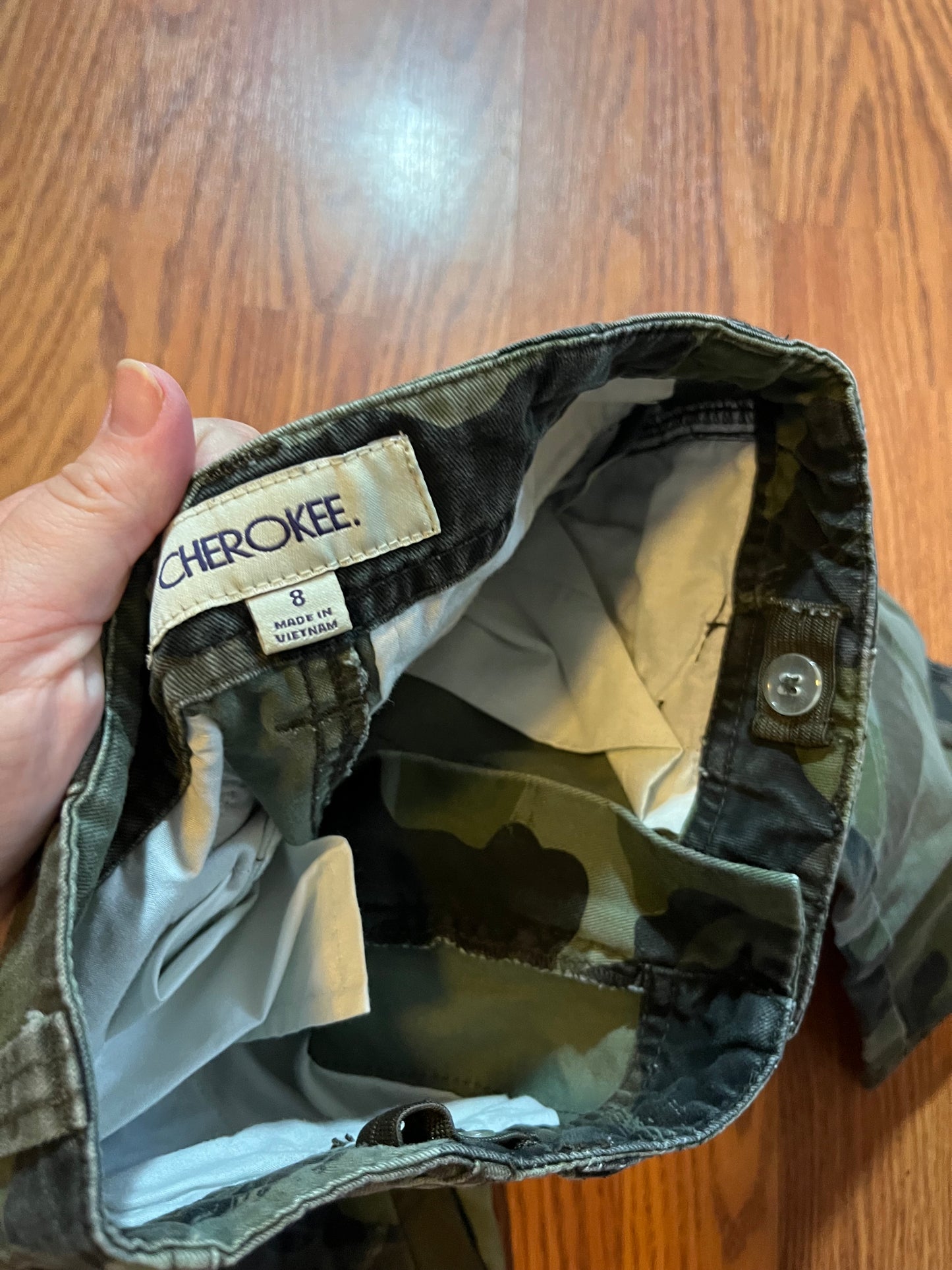 Cherokee boys size 8 cargo camo pants (adjustable waist)