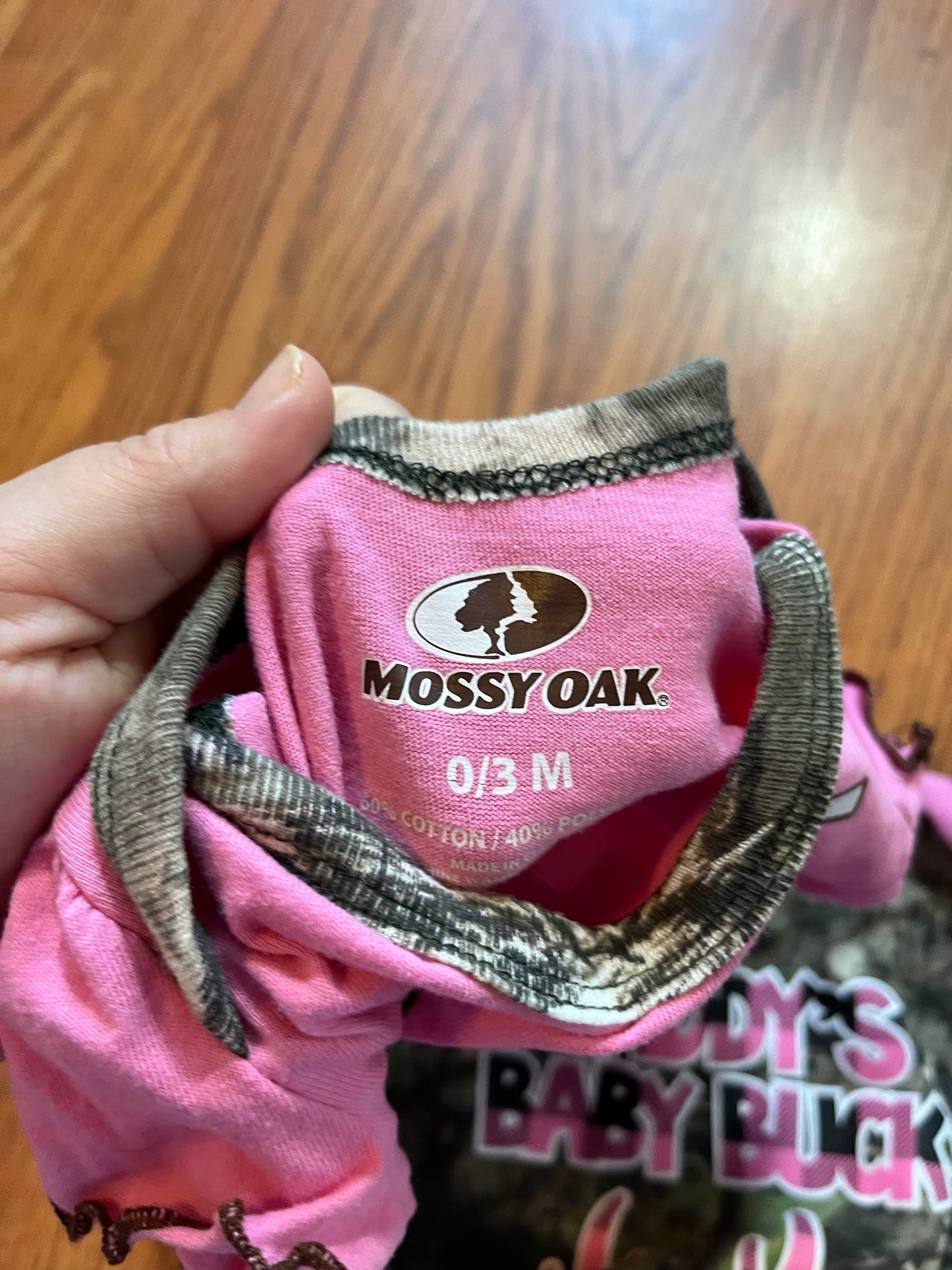 0/3 months mossy oak camo onesies (yes I have 2 sets of these!)