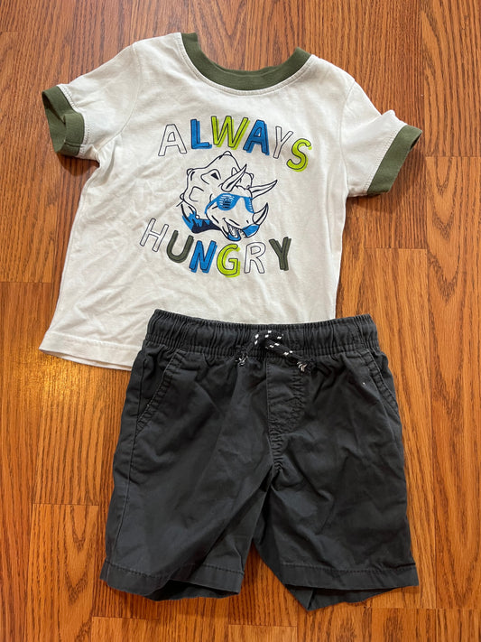 2t Okie Dokie tshirt / 2t cat&jack shorts