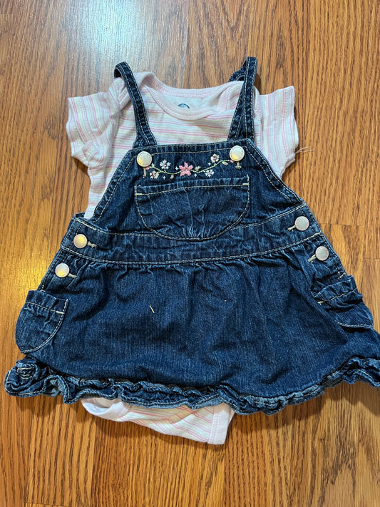 9 months Oshkosh overall skirt / 12 months gerber under shirt