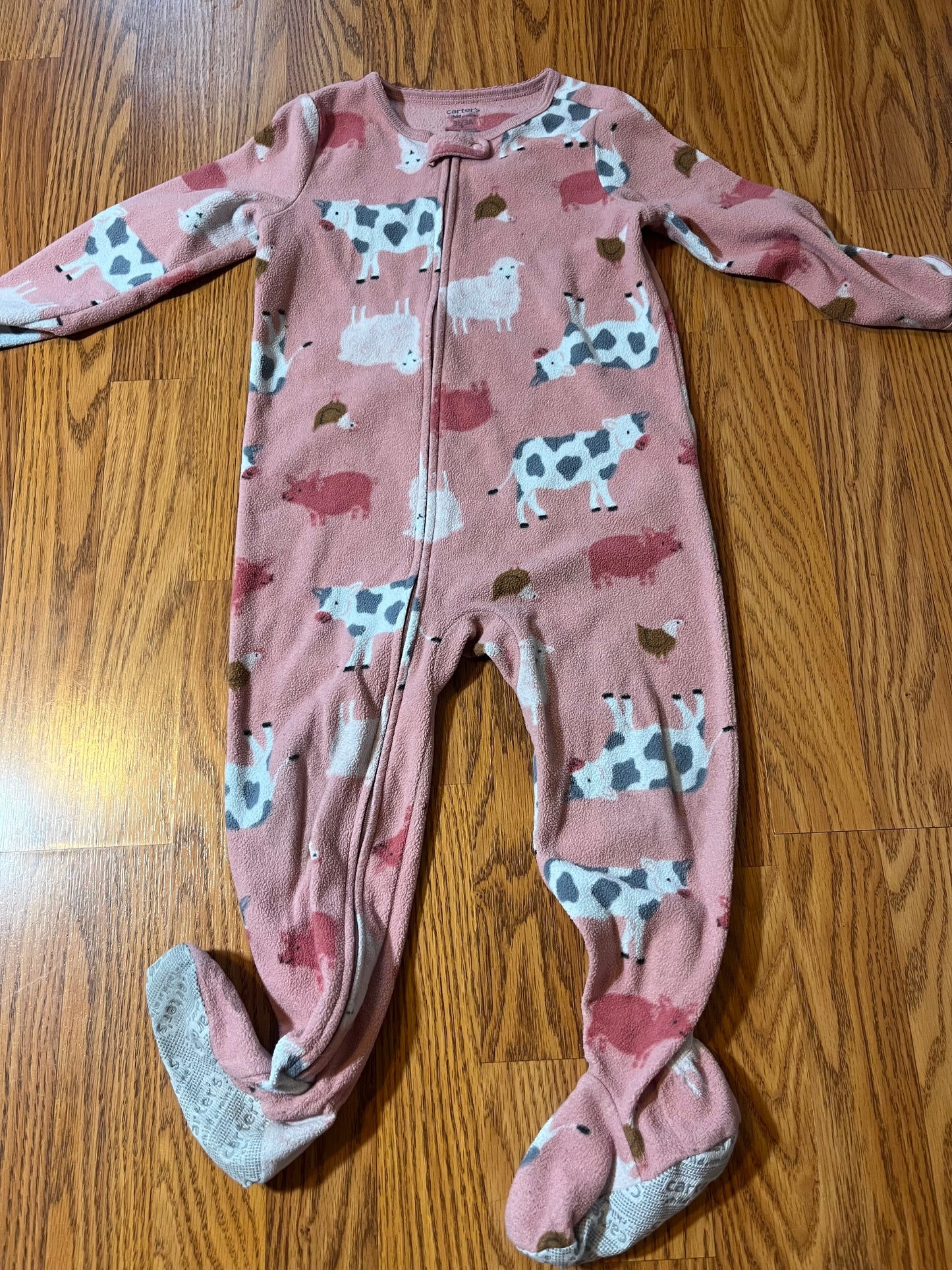 3t Carters fleece girls farm print sleeper