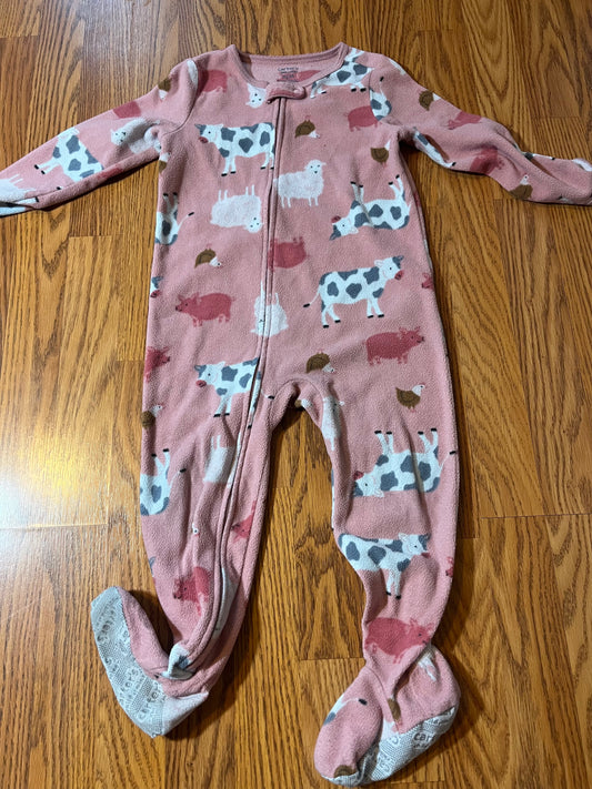 3t Carters fleece girls farm print sleeper