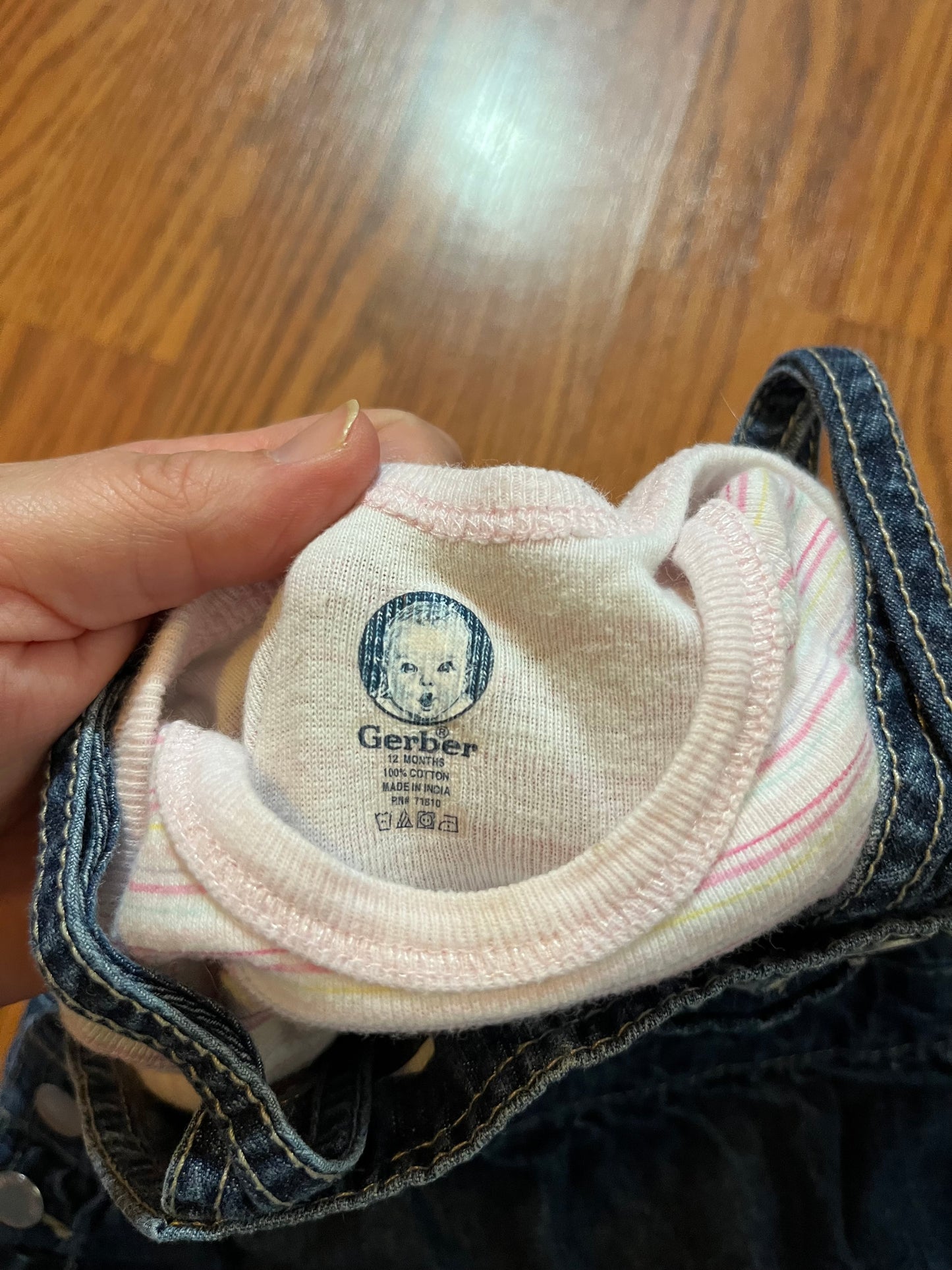 9 months Oshkosh overall skirt / 12 months gerber under shirt