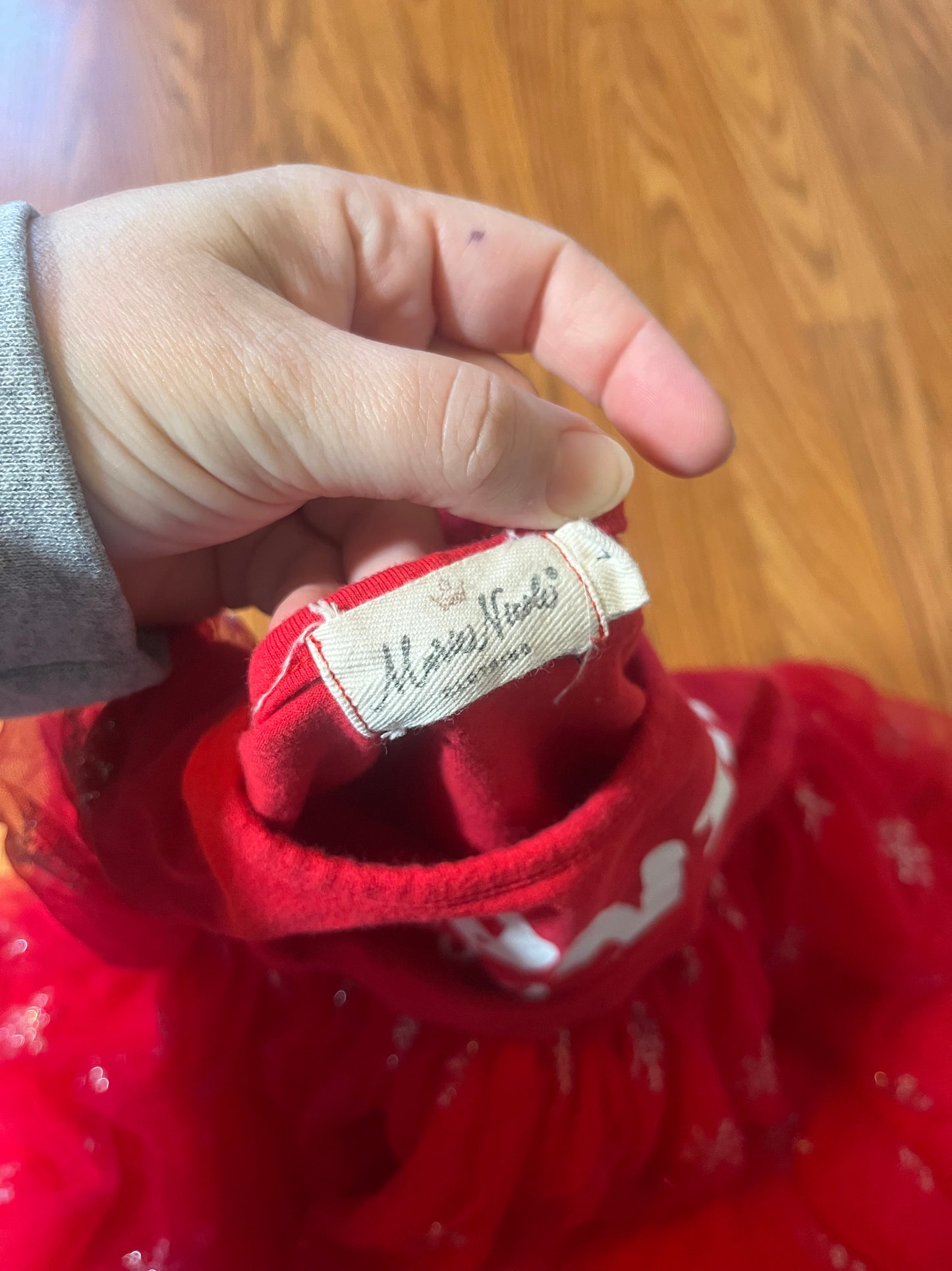 Marie Nicole boutique Christmas dress size L (online chart says 4t I would say fits maybe a tad small)