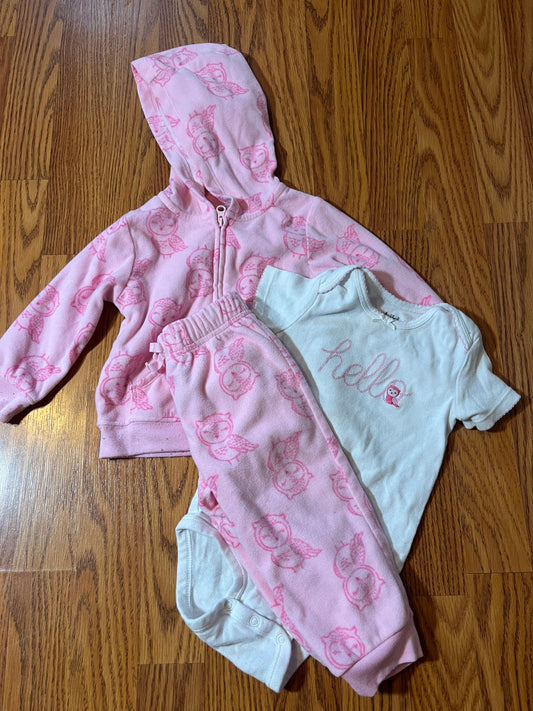 12 months carters girls 3pc outfit