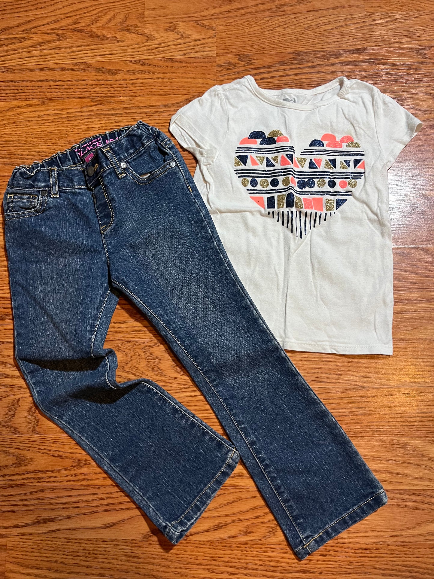 5t crazy8 tshirt (very faint spot) 5t children’s place jeans adjustable waist