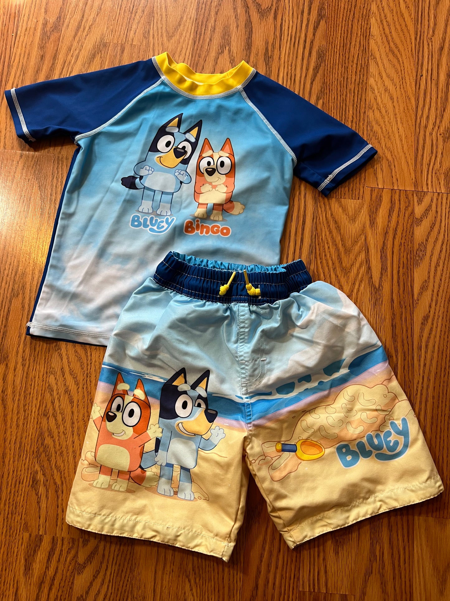 4t Bluey swimming trunks & rash guard set