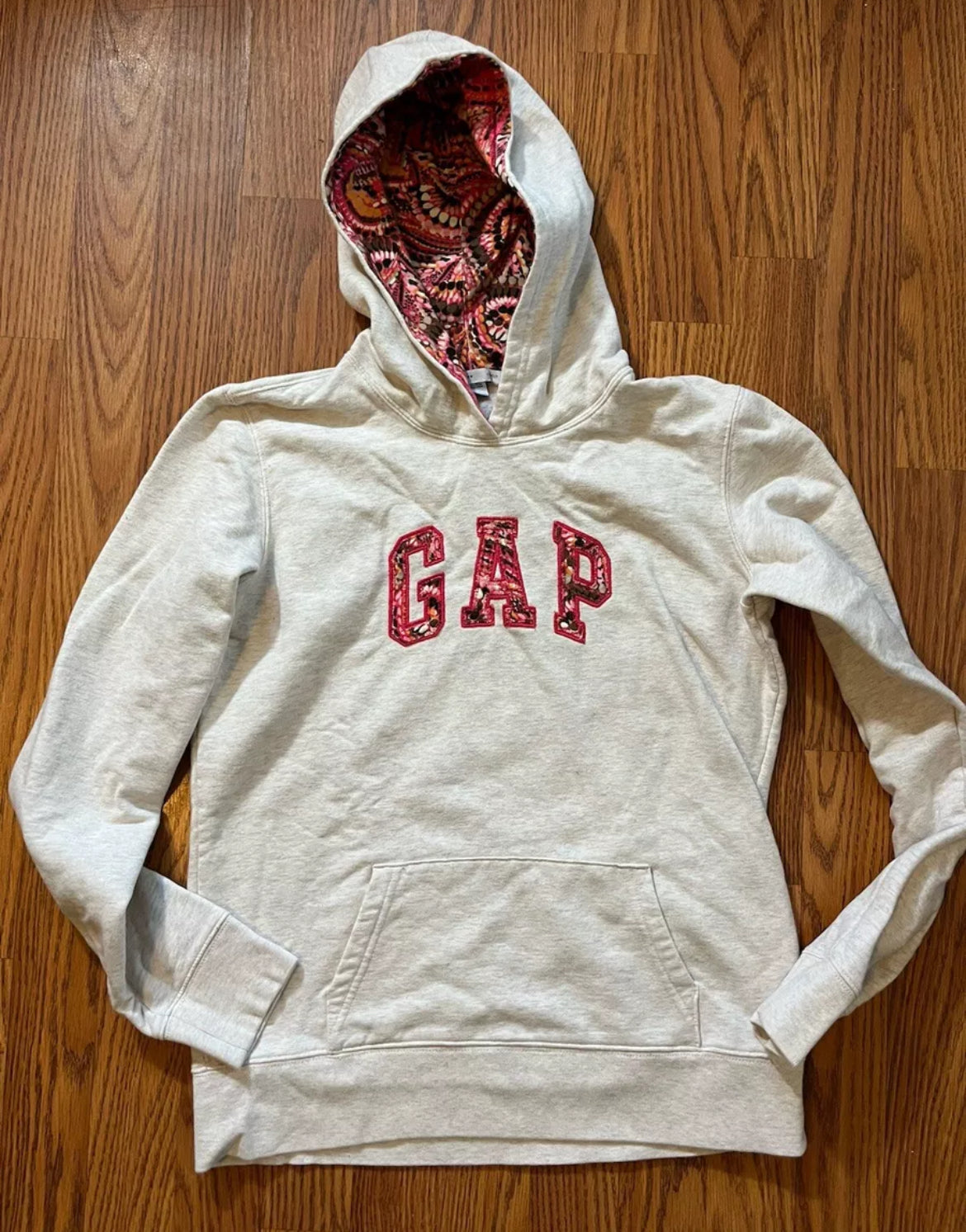 Gap Womens Hoodie Size XS Beige With Spell out Logo Super Cute